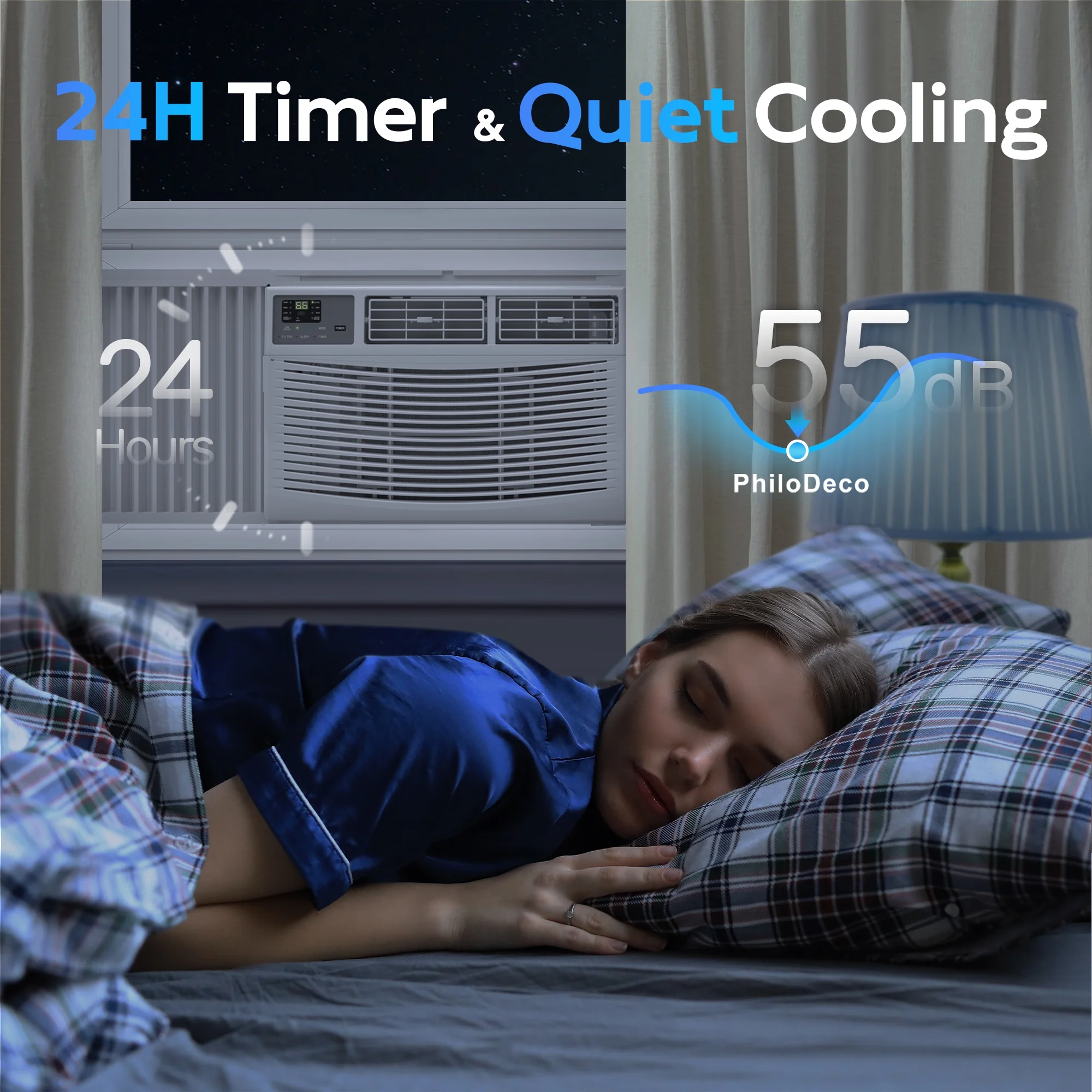 PhiloDeco 8000 BTU Window Air Conditioner 350 Sq. ft. Intelligent, LED Display Screen, with Remote Control PhiloDeco 8000 BTU Window Air Conditioner 350 Sq. ft. Intelligent, LED Display Screen, with Remote Control - Image 3