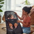 BabyBjorn Bouncer Bliss, Light gray frame, Mesh, Dusty pink