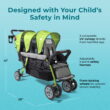Foundations Compass Trio Triple Stroller, 3-Seat Tandem with UV Canopies and Reclining Seats, Lime Foundations Compass Trio Triple Stroller, 3-Seat Tandem with UV Canopies and Reclining Seats, Lime