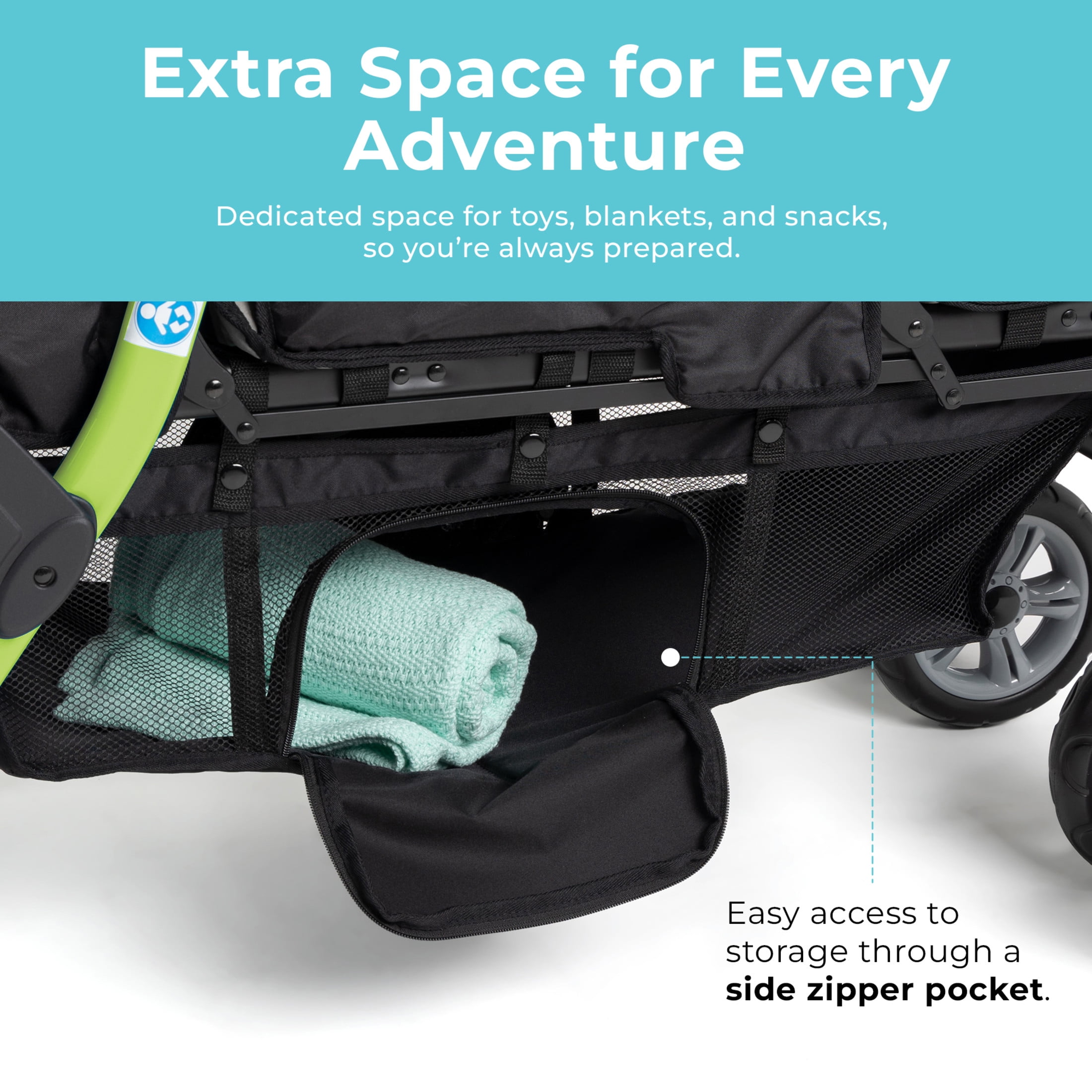 Foundations Compass Trio Triple Stroller, 3-Seat Tandem with UV Canopies and Reclining Seats, Lime Foundations Compass Trio Triple Stroller, 3-Seat Tandem with UV Canopies and Reclining Seats, Lime