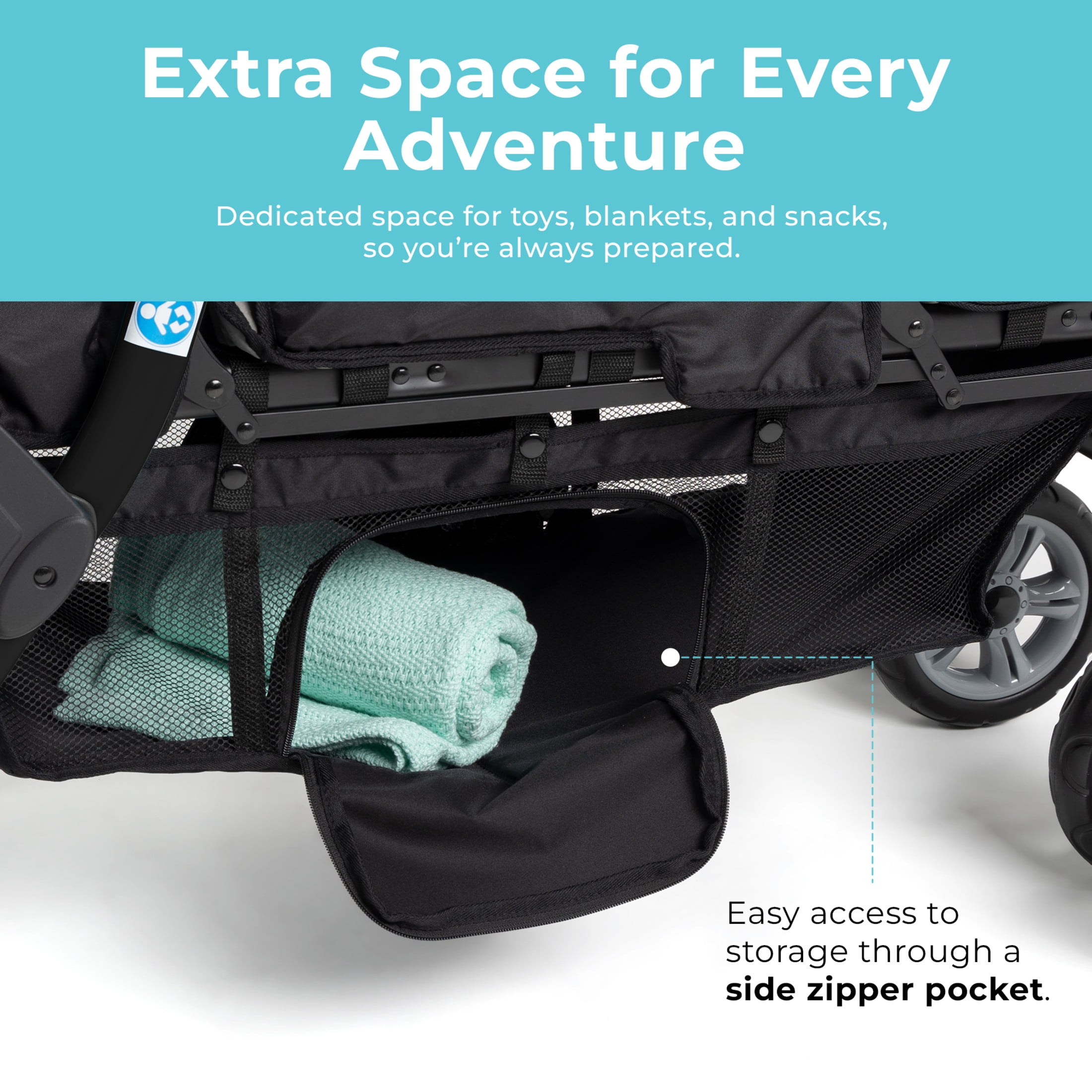 Foundations Compass Trio Triple Stroller, 3-Seat Tandem with UV Canopies and Reclining Seats, Black Foundations Compass Trio Triple Stroller, 3-Seat Tandem with UV Canopies and Reclining Seats, Black