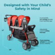 Foundations Compass Trio Triple Stroller, 3-Seat Tandem with UV Canopies and Reclining Seats, Red Foundations Compass Trio Triple Stroller, 3-Seat Tandem with UV Canopies and Reclining Seats, Red