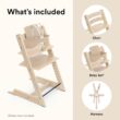 Stokke Tripp Trapp High Chair 2, Natural - Includes Chair + Baby Set with Removable Harness for Children 6-36 Months - Adjustable, Ergonomic & Easy to Clean