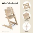 Stokke Tripp Trapp Oak High Chair 2, Natural - Includes Chair + Baby Set with Removable Harness for Children 6-36 Months - Adjustable, Ergonomic & Easy to Clean