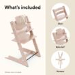 Stokke Tripp Trapp High Chair 2, Serene Pink - Includes Chair + Baby Set with Removable Harness for Children 6-36 Months - Adjustable, Ergonomic & Easy to Clean