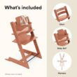 Stokke Tripp Trapp High Chair 2, Terracotta - Includes Chair + Baby Set with Removable Harness for Children 6-36 Months - Adjustable, Ergonomic & Easy to Clean