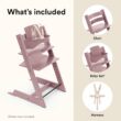 Stokke Tripp Trapp High Chair 2, Heather Mauve - Includes Chair + Baby Set with Removable Harness for Children 6-36 Months - Adjustable, Ergonomic & Easy to Clean