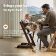 Stokke Tripp Trapp High Chair 2, Warm Brown - Includes Chair + Baby Set with Removable Harness for Children 6-36 Months - Adjustable, Ergonomic & Easy to Clean