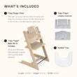 Stokke Tripp Trapp Oak High Chair 2 (Natural), Cushion 2 (Nordic Blue) + Stokke Tray (White) - Includes Chair + Baby Set with Removable Harness for Children 6-36 Months