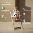 Stokke Tripp Trapp Oak High Chair 2 (Natural), Cushion 2 (Nordic Blue) + Stokke Tray (White) - Includes Chair + Baby Set with Removable Harness for Children 6-36 Months