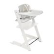 Stokke Tripp Trapp High Chair 2 (White), Cushion 2 (Nordic Grey) + Stokke Tray (White) - Includes Chair + Baby Set with Removable Harness for Children 6-36 Months