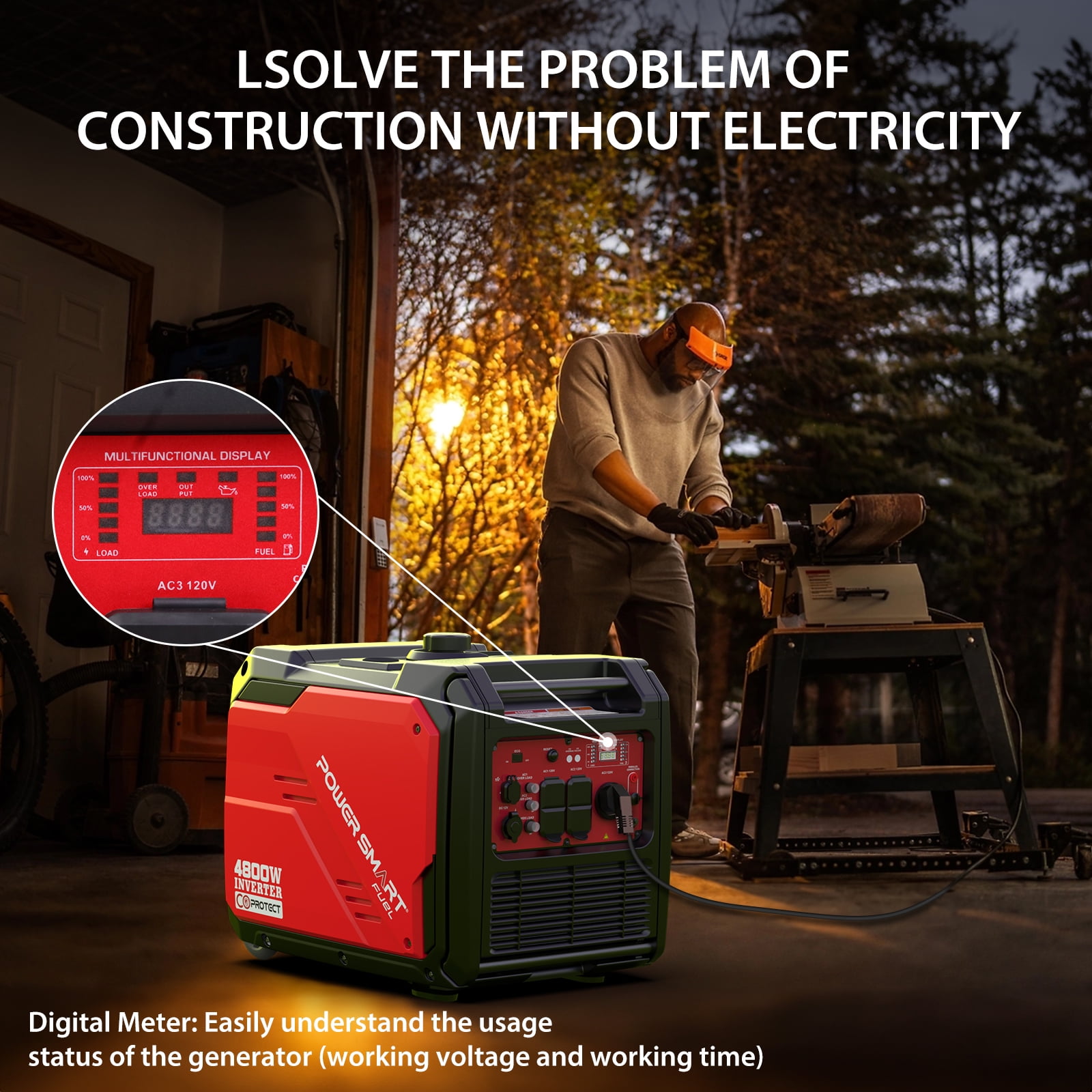 PowerSmart 4800W Gas Powered Inverter Generator CO Detect with Manual Start Portable wheel,for Outdoor PowerSmart 4800W Gas Powered Inverter Generator CO Detect with Manual Start Portable wheel,for Outdoor