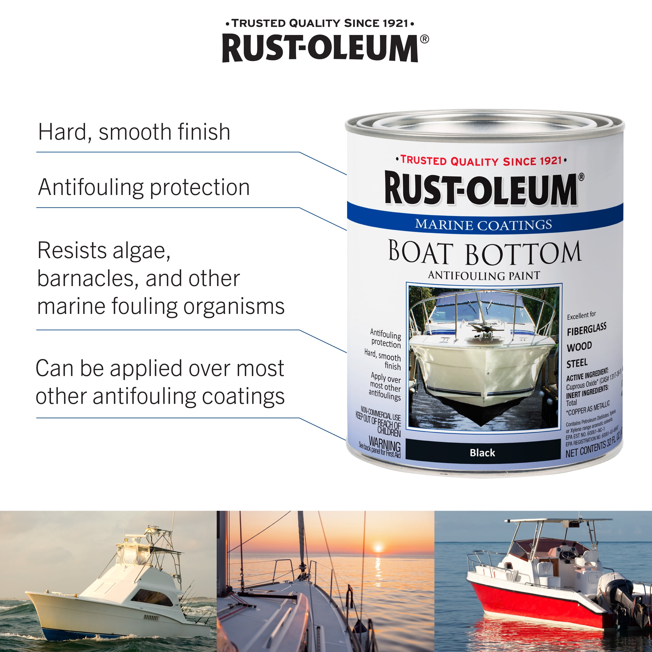 Flat Black, Rust-Oleum Marine Coatings Boat Bottom Antifouling Paint, Quart, 4 Pack Flat Black, Rust-Oleum Marine Coatings Boat Bottom Antifouling Paint, Quart, 4 Pack