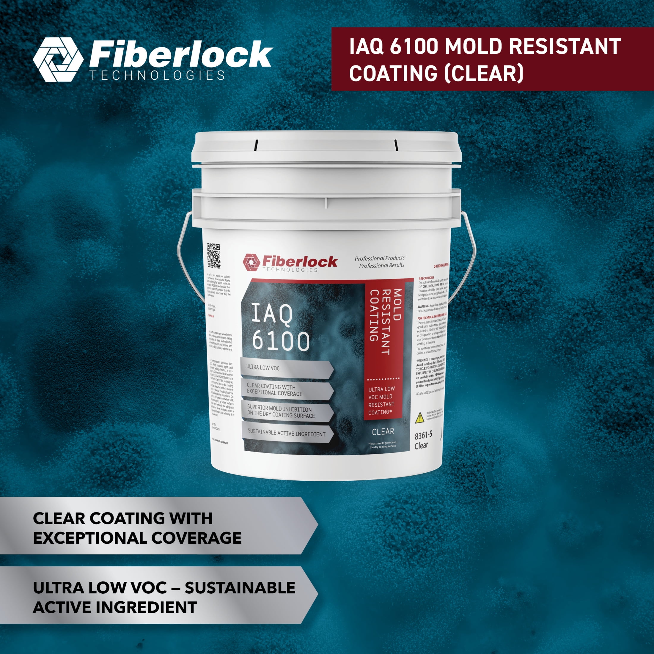 Fiberlock IAQ 6100 Heavy Duty Mold Resistant Coating, Clear, 5 Gallons Fiberlock IAQ 6100 Heavy Duty Mold Resistant Coating, Clear, 5 Gallons