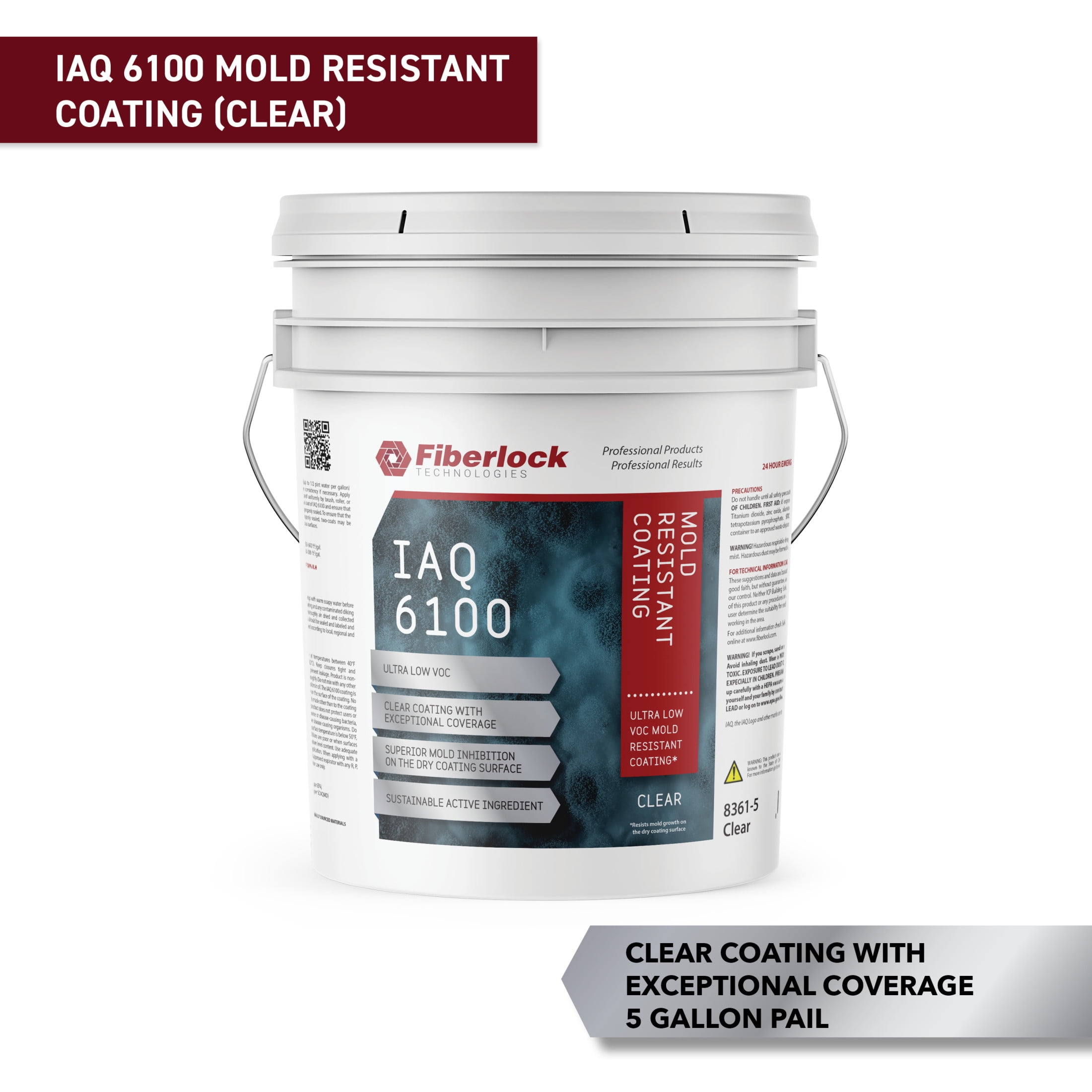 Fiberlock IAQ 6100 Heavy Duty Mold Resistant Coating, Clear, 5 Gallons Fiberlock IAQ 6100 Heavy Duty Mold Resistant Coating, Clear, 5 Gallons