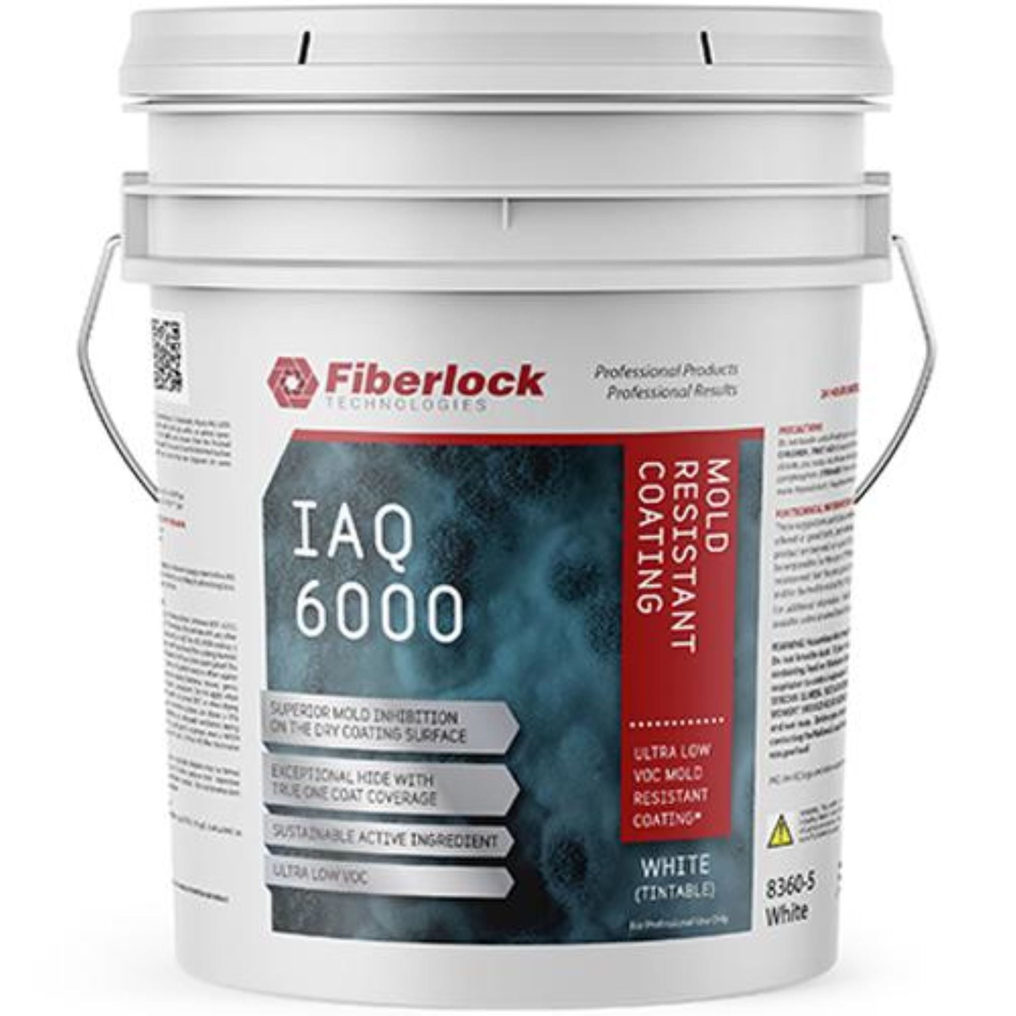 Fiberlock IAQ 6000HD Heavy Duty Mold Resistant Coating, White, 5 Gallon