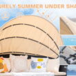 Homall Outdoor Daybed with Retractable Canopy Sectional Rattan Round Bed for Patio, Black & Beige