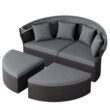 SUNCROWN 4 Piece Outdoor Round Canopy Daybed Black Wicker Patio Furniture Set with Cushions SUNCROWN 4 Piece Outdoor Round Canopy Daybed Black Wicker Patio Furniture Set with Cushions