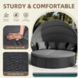 SUNCROWN 4 Piece Outdoor Round Canopy Daybed Black Wicker Patio Furniture Set with Cushions SUNCROWN 4 Piece Outdoor Round Canopy Daybed Black Wicker Patio Furniture Set with Cushions