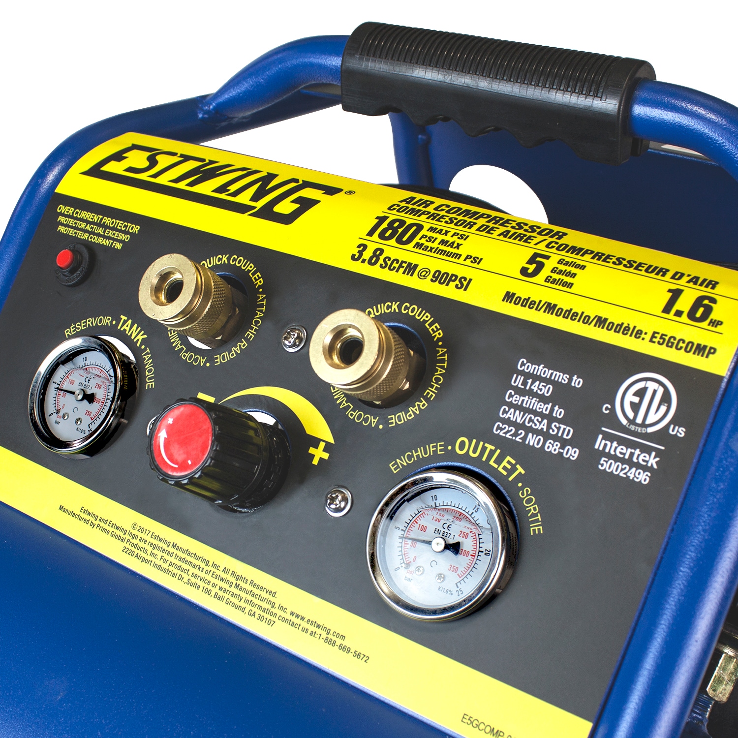 Estwing 5-Gallon Portable Electric 180 PSI Horizontal Air Compressor Estwing 5-Gallon Portable Electric 180 PSI Horizontal Air Compressor