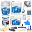 Armorpoxy 600 SQ FT Commercial Grade, Ultra Thick, 2 Layer 2-part Medium Gray With Flakes Epoxy Concrete and Garage Floor Paint ( 3-gallon )