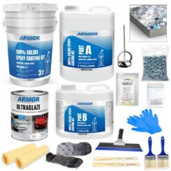 Armorpoxy 600 SQ FT Commercial Grade, Ultra Thick, 2 Layer 2-part Medium Gray With Flakes Epoxy Concrete and Garage Floor Paint ( 3-gallon )