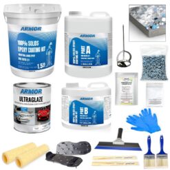 Armorpoxy 300 SQ FT Commercial Grade, Ultra Thick, 2 Layer 2-part Medium Gray With Flakes Epoxy Concrete and Garage Floor Paint ( 1.5-gallon )