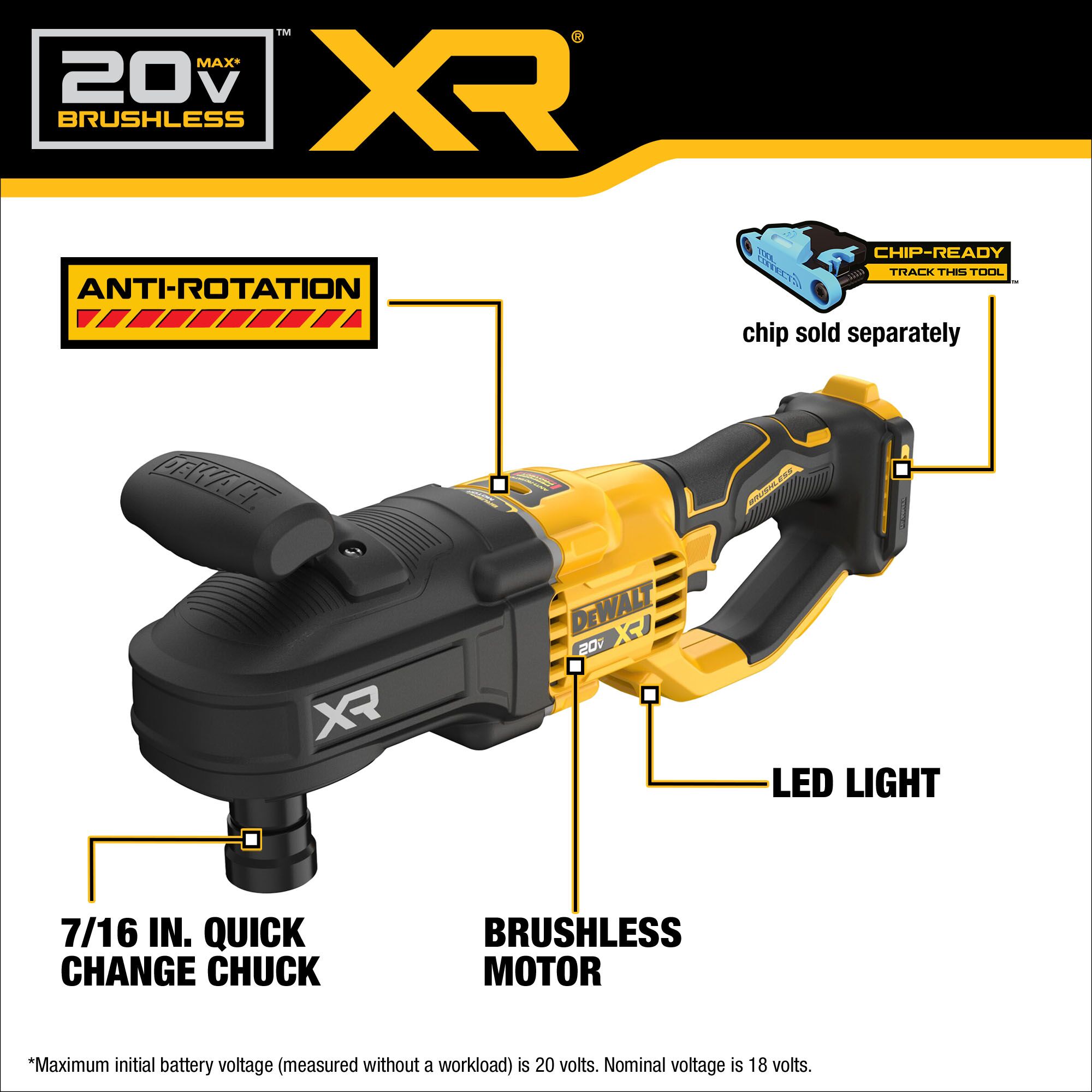 DEWALT XR 20-volt Max 7/16-in Keyless Brushless Cordless Drill DEWALT XR 20-volt Max 7/16-in Keyless Brushless Cordless Drill