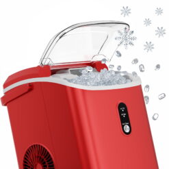 KISSAIR Nugget Ice Maker Countertop with Soft Chewable Pellet Ice, Portable Ice Machine with Handle, 35lbs/24H, Red