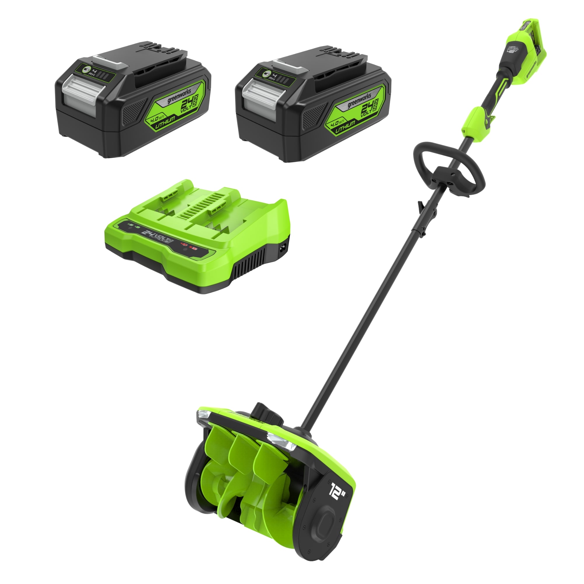 Greenworks 48-volt 12-in Single-stage Push Battery Powered Snow Shovel 4 Ah (Battery Included) (Charger Included) Greenworks 48-volt 12-in Single-stage Push Battery Powered Snow Shovel 4 Ah (Battery Included) (Charger Included)