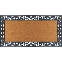 A1 Home Collections LLC A1HC Rubber and Coir Heavy Duty, Doormat, 30" X 60" Black/Beige Plain Coir