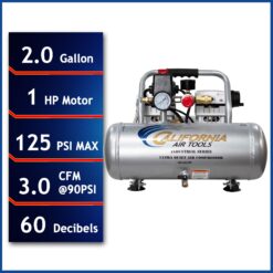 California Air Tools 2-Gallon Portable Electric 125 PSI Horizontal Air Compressor