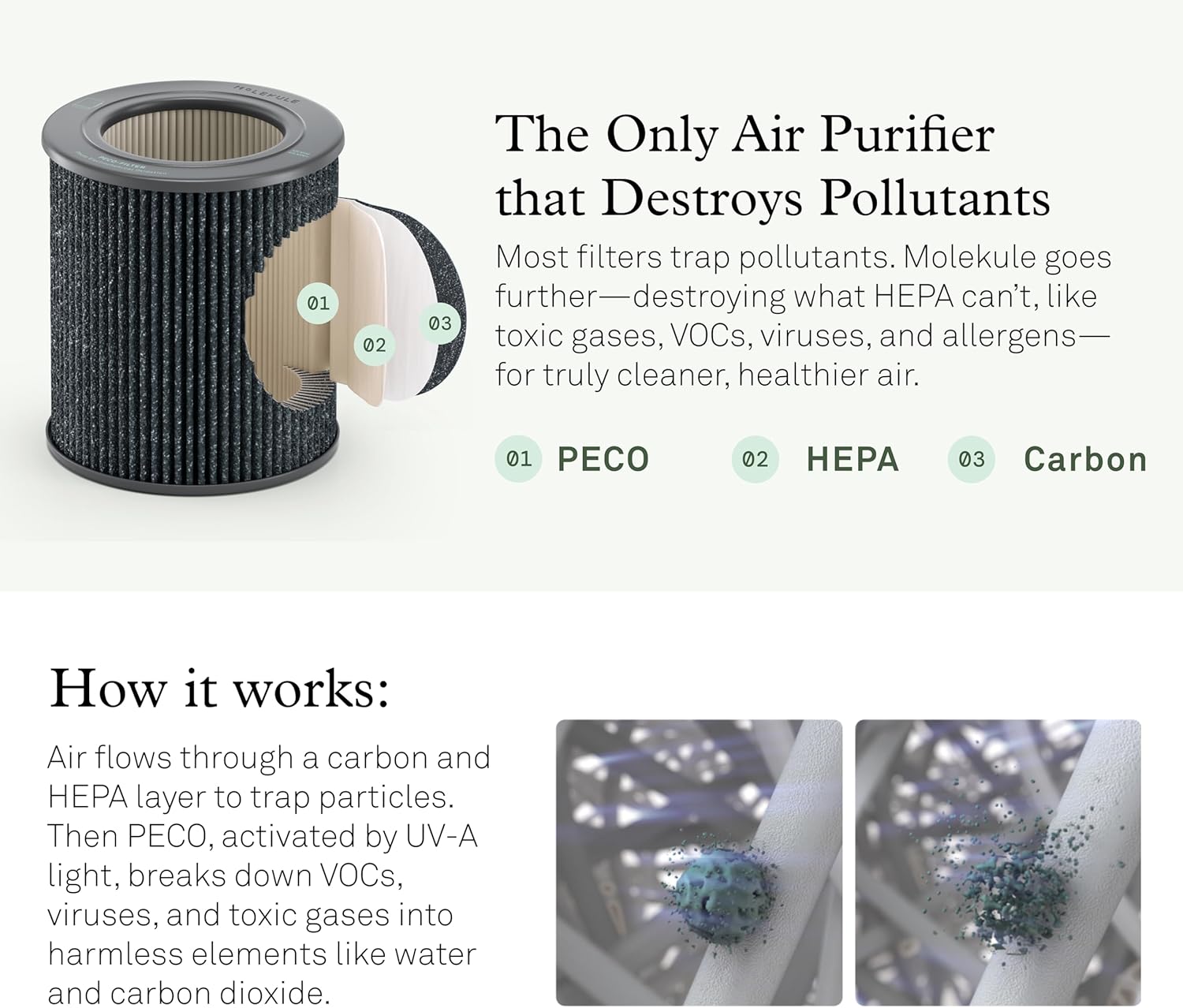 Molekule Air Purifier Mini+ - Purifies Rooms Up to 250 Sq Ft - Smart Purifier with High Pollutant Capture Rate - White Molekule Air Purifier Mini+ - Purifies Rooms Up to 250 Sq Ft - Smart Purifier with High Pollutant Capture Rate - Air Quality Monitoring Capabilities - White