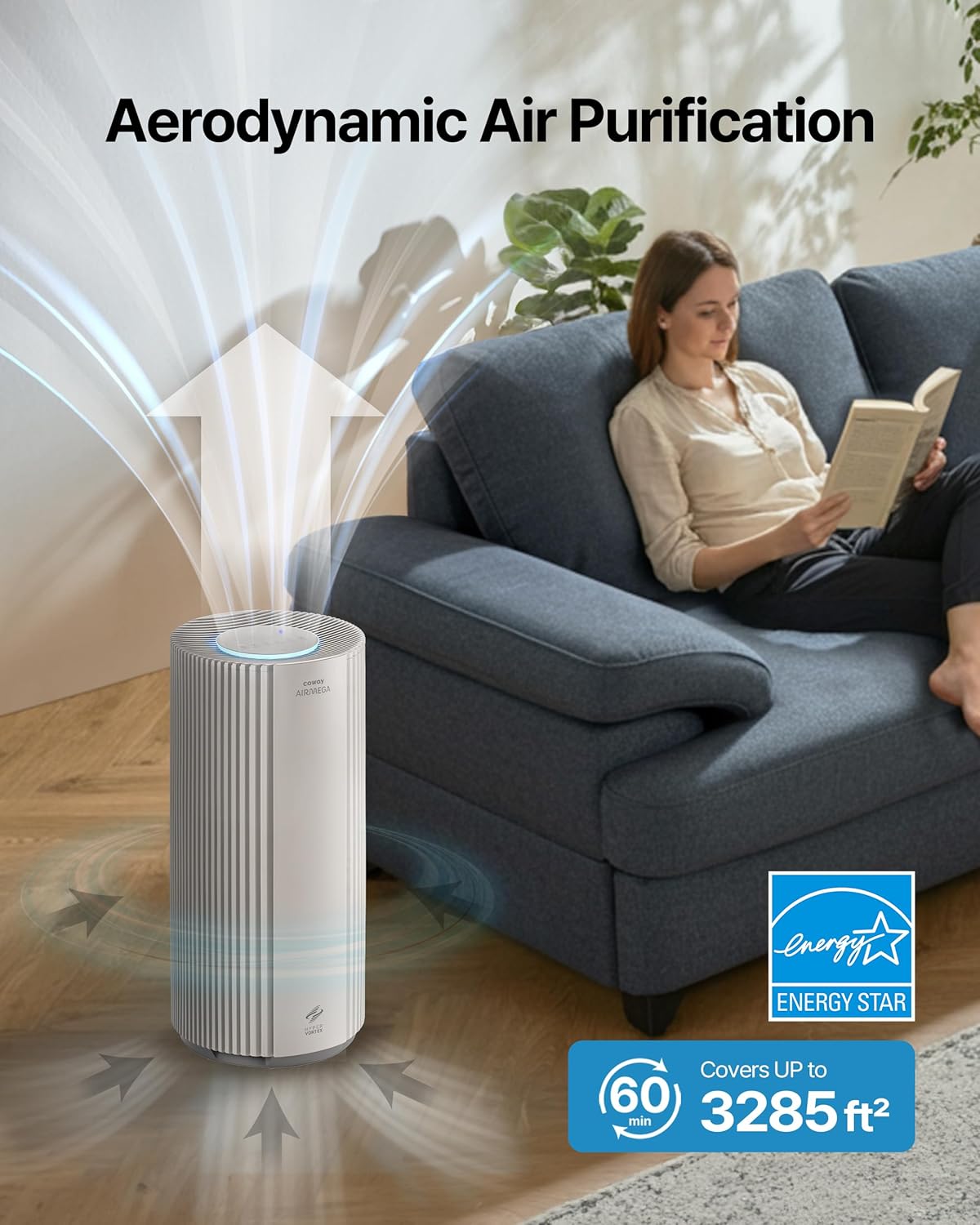 COWAY Air Purifiers for Large Room Whole Home Up to 3,285ft², True HEPA Filter COWAY Air Purifiers for Large Room Whole Home Up to 3,285ft², True HEPA Filter for Smoke, Allergen, Pet Dander, Odor, PM(1, 2.5, 10), AQI, Turbo Eco Mode, Energy Star, 3yr Warranty, Airmega 450 White