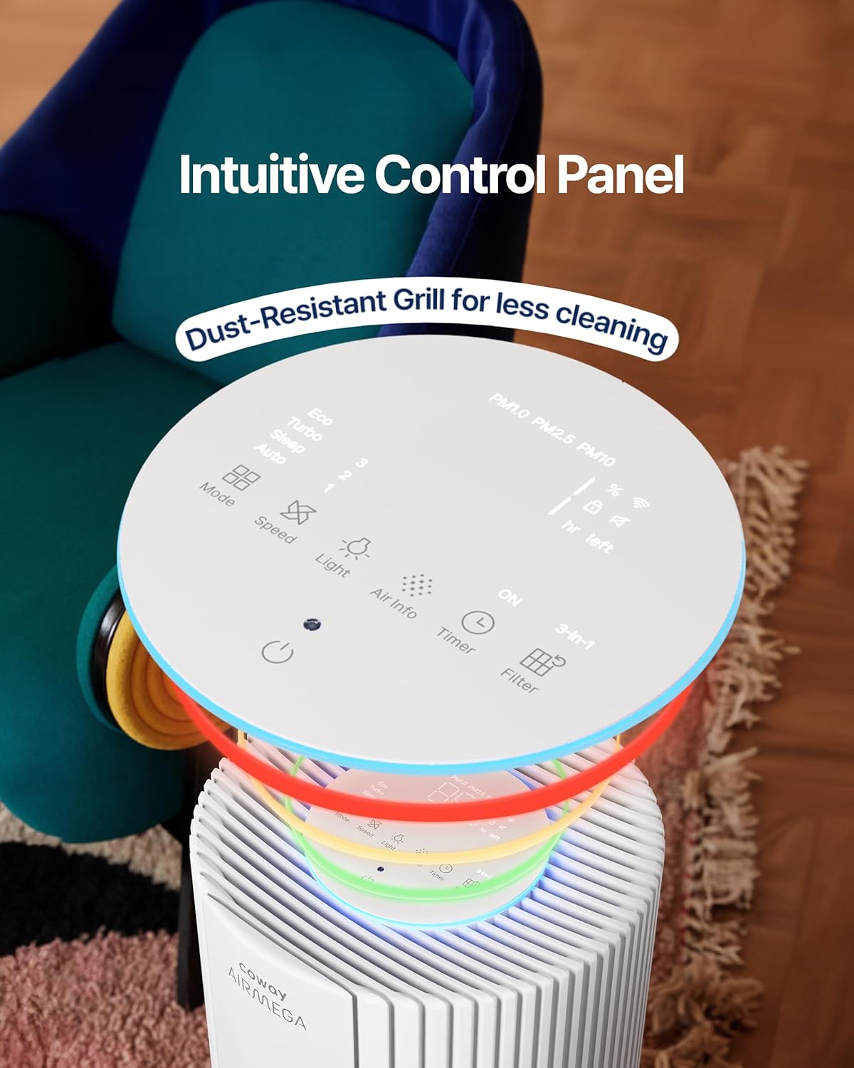 COWAY Air Purifiers for Large Room Whole Home Up to 3,285ft², True HEPA Filter COWAY Air Purifiers for Large Room Whole Home Up to 3,285ft², True HEPA Filter for Smoke, Allergen, Pet Dander, Odor, PM(1, 2.5, 10), AQI, Turbo Eco Mode, Energy Star, 3yr Warranty, Airmega 450 White
