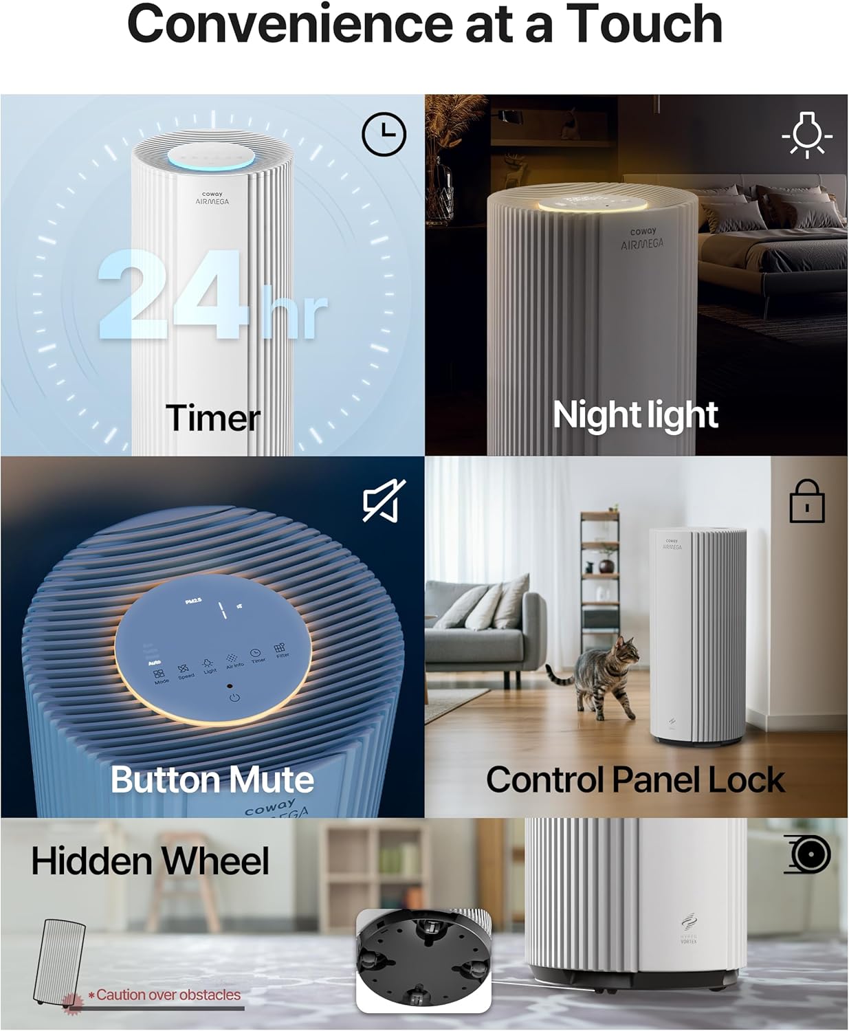 COWAY Air Purifiers for Large Room Whole Home Up to 3,285ft², True HEPA Filter COWAY Air Purifiers for Large Room Whole Home Up to 3,285ft², True HEPA Filter for Smoke, Allergen, Pet Dander, Odor, PM(1, 2.5, 10), AQI, Turbo Eco Mode, Energy Star, 3yr Warranty, Airmega 450 White