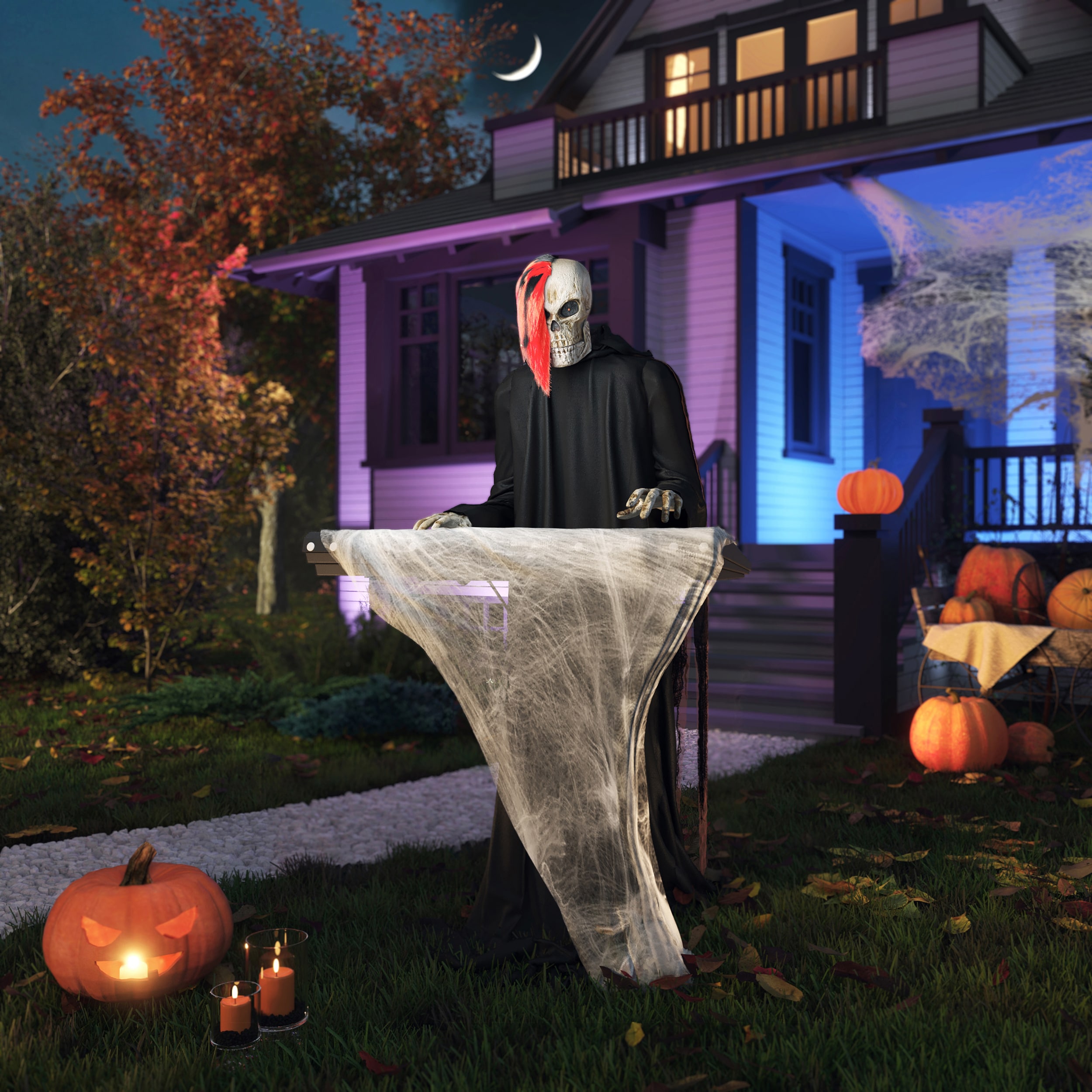 Haunted Living 6-ft Skeleton Reaper Keyboard Player Motion Activated Animatronic Haunted Living 6-ft Skeleton Reaper Keyboard Player Motion Activated Animatronic