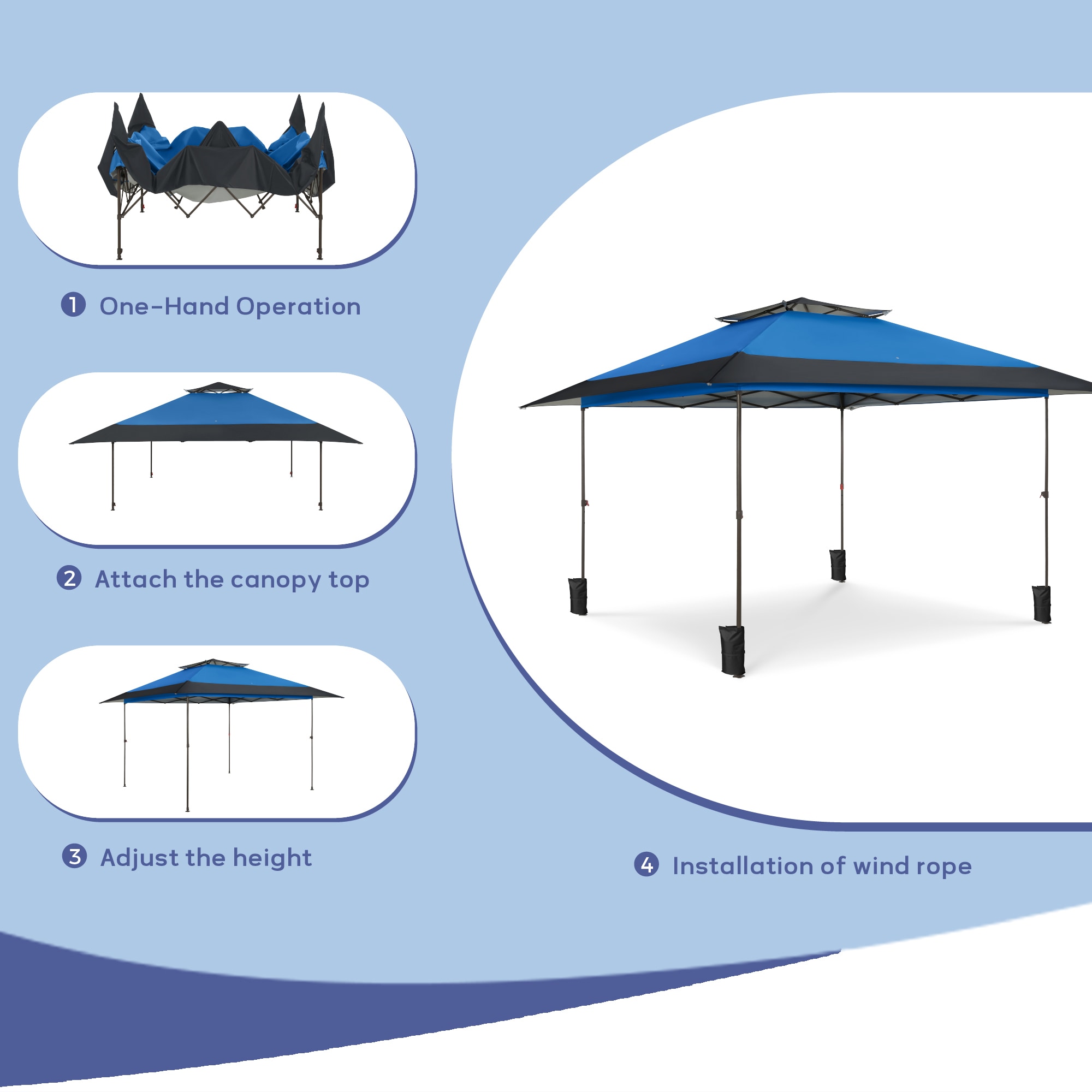 Sunshine Valley 13-ft x 13-ft Square Blue Pop-up canopy Sunshine Valley 13-ft x 13-ft Square Blue Pop-up canopy