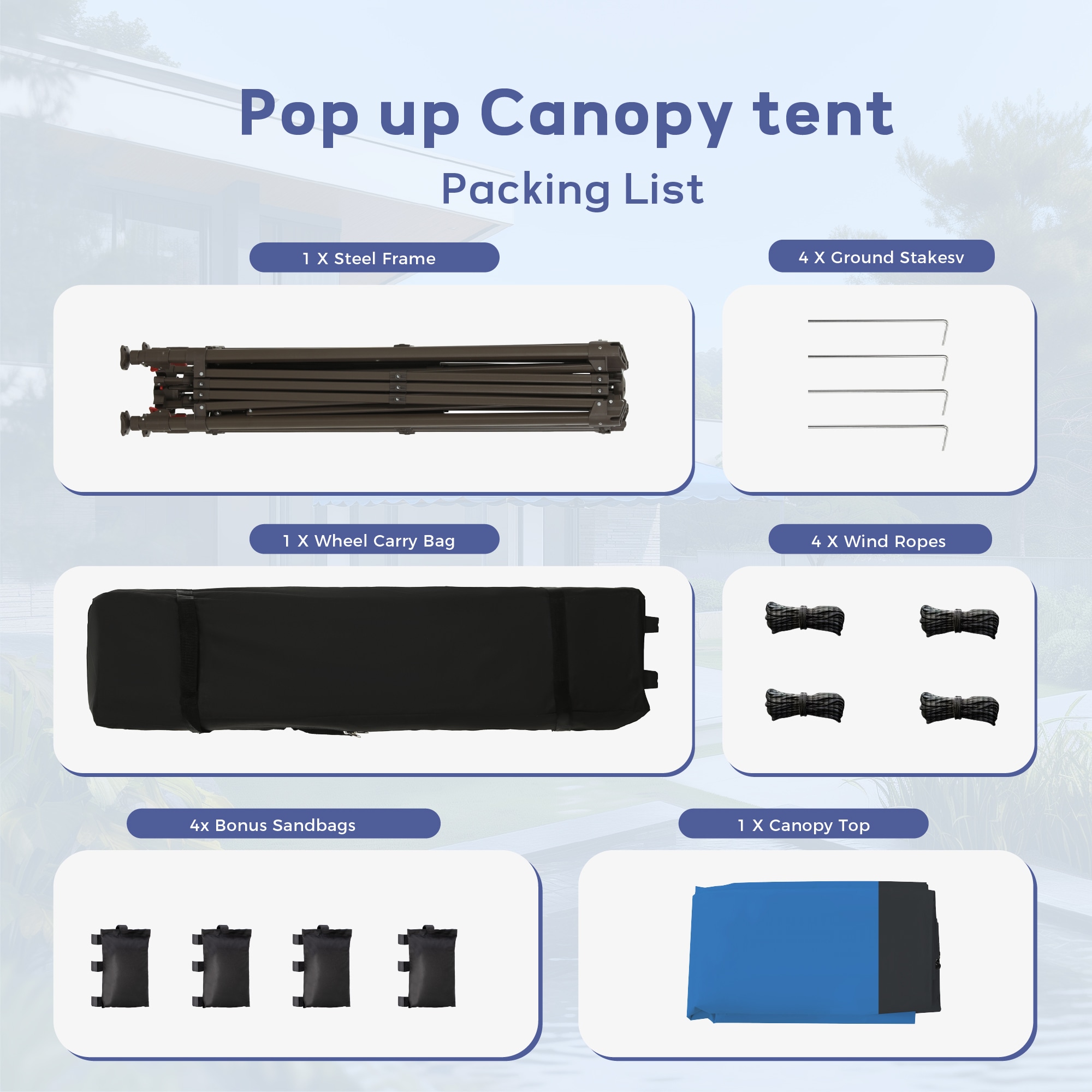 Sunshine Valley 13-ft x 13-ft Square Blue Pop-up canopy Sunshine Valley 13-ft x 13-ft Square Blue Pop-up canopy