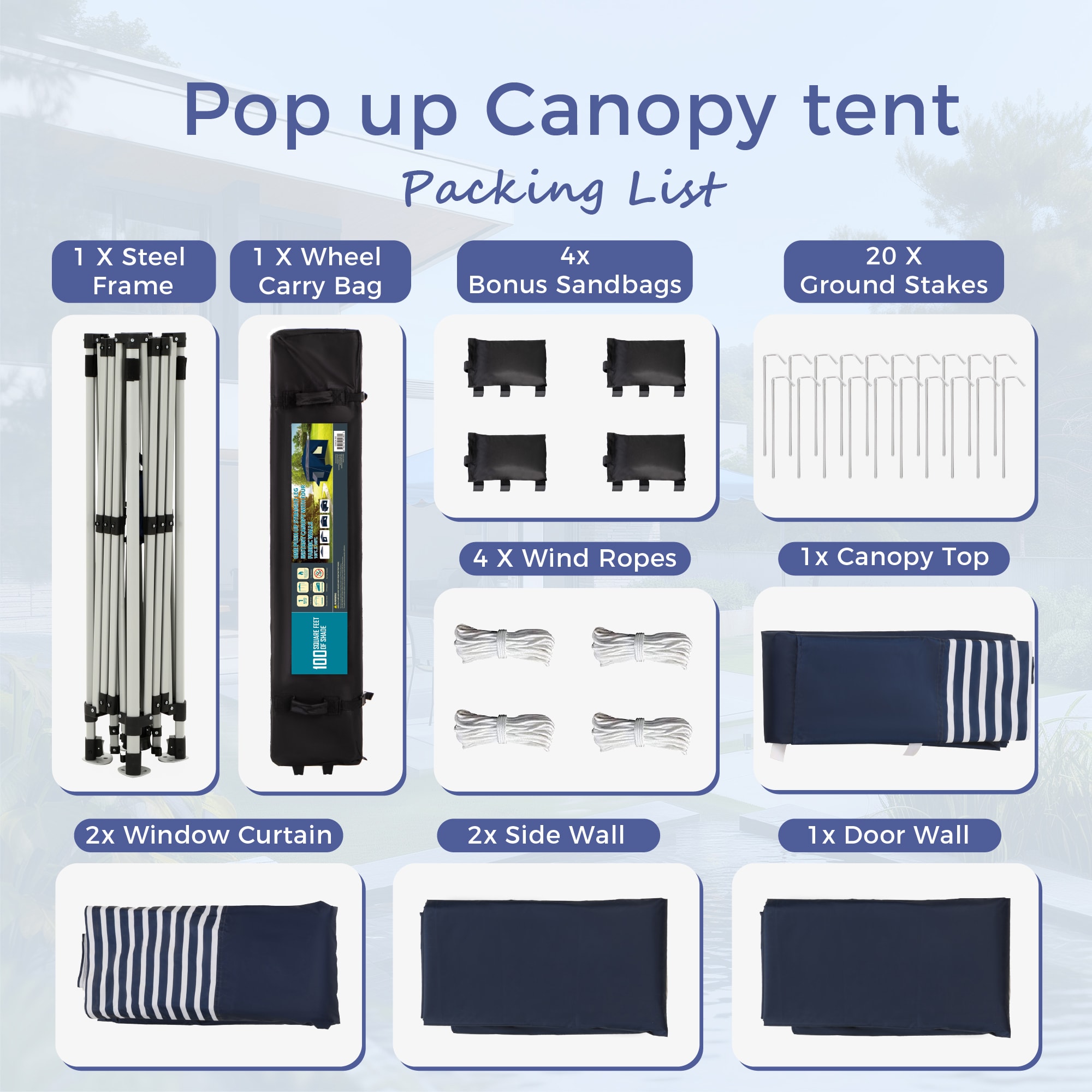 Sunshine Valley 10-ft x 10-ft Square Drak Blue Pop-up canopy Sunshine Valley 10-ft x 10-ft Square Drak Blue Pop-up canopy