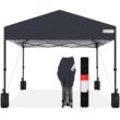 Best Choice Products 10x10ft Easy Setup Pop Up Canopy w/ 1-Button Setup Wheeled Case 4 Weight Bags - Gray