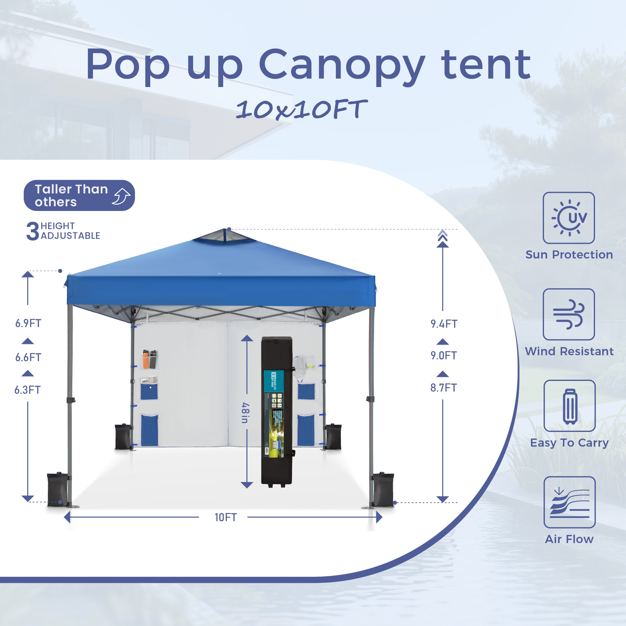 Sunshine Valley 10-ft x 10-ft Square Blue Pop-up canopy Sunshine Valley 10-ft x 10-ft Square Blue Pop-up canopy
