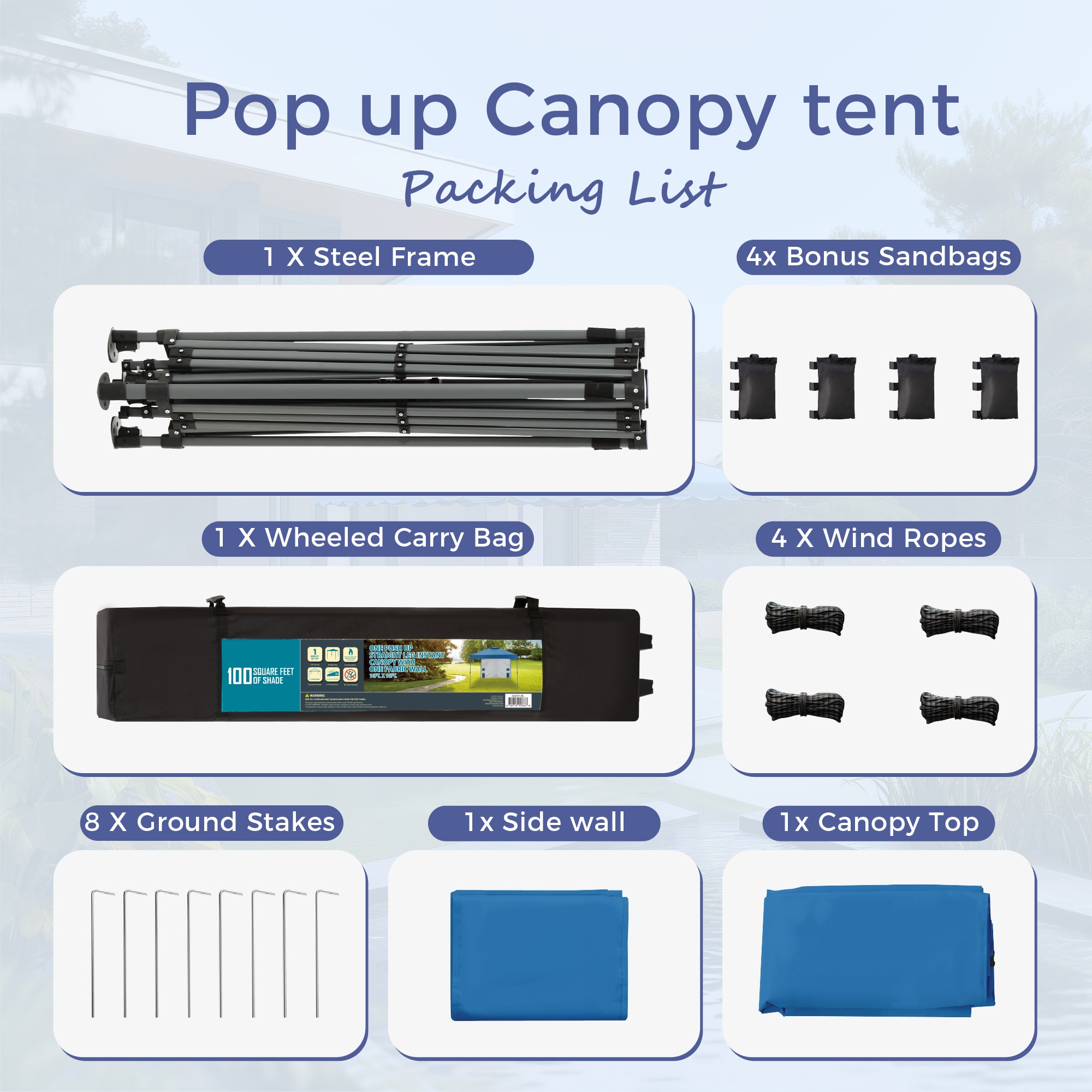Sunshine Valley 10-ft x 10-ft Square Blue Pop-up canopy Sunshine Valley 10-ft x 10-ft Square Blue Pop-up canopy