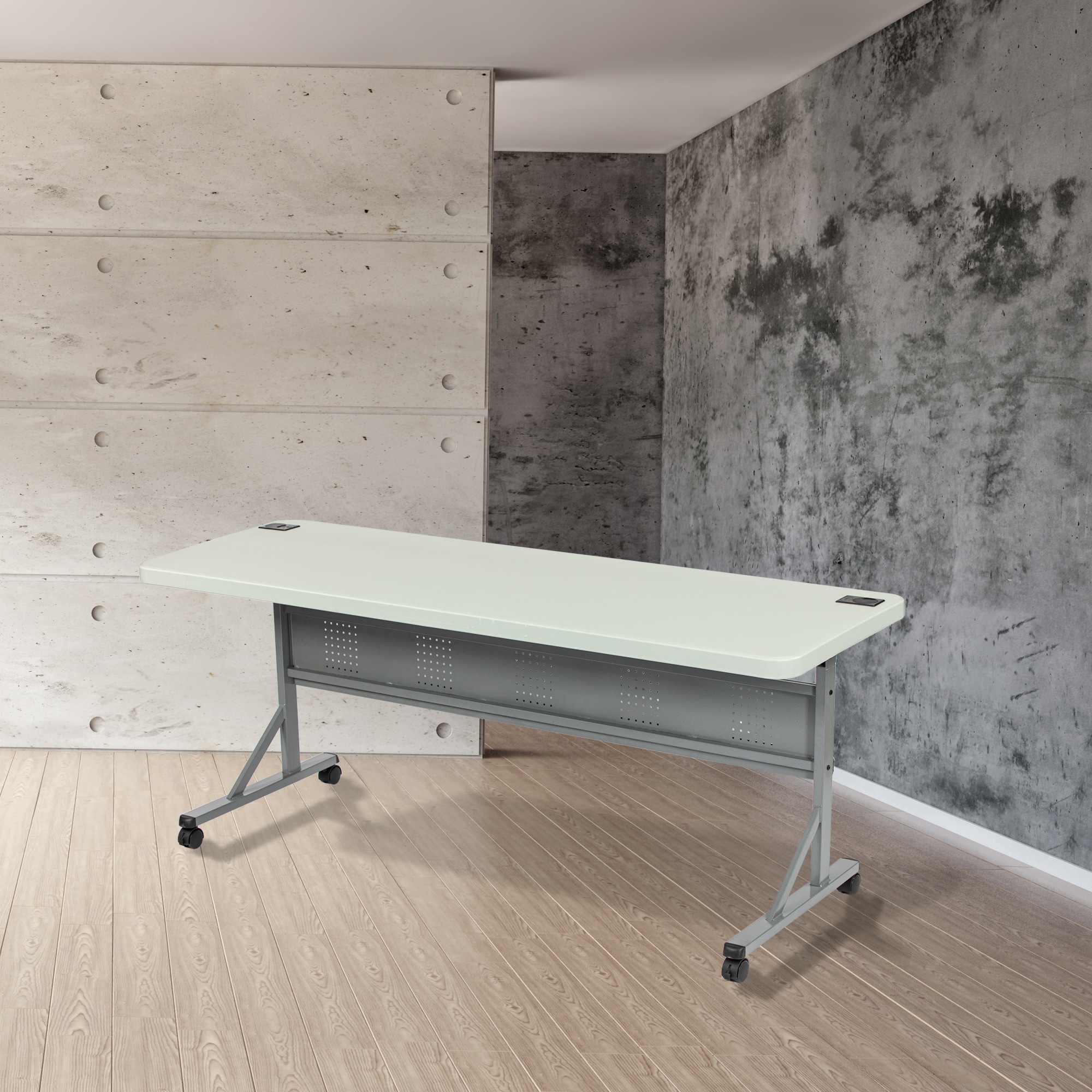 Hampden Furnishings 2-ft x 6-ft Indoor or outdoor Rectangle Polypropylene Gray Folding utility table 4 -Person Hampden Furnishings 2-ft x 6-ft Indoor or outdoor Rectangle Polypropylene Gray Folding utility table 4 -Person