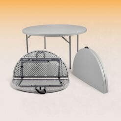 Hampden Furnishings 4-ft x 4-ft Fold-in-Half Indoor or outdoor Round Polypropylene Gray Folding dining table 8 -Person