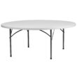 Flash Furniture 6-ft x 6-ft Indoor Round Plastic White Folding banquet table 10 -Person