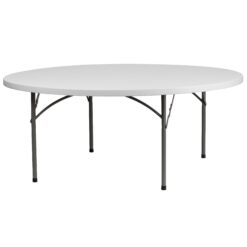 Flash Furniture 6-ft x 6-ft Indoor Round Plastic White Folding banquet table 10 -Person