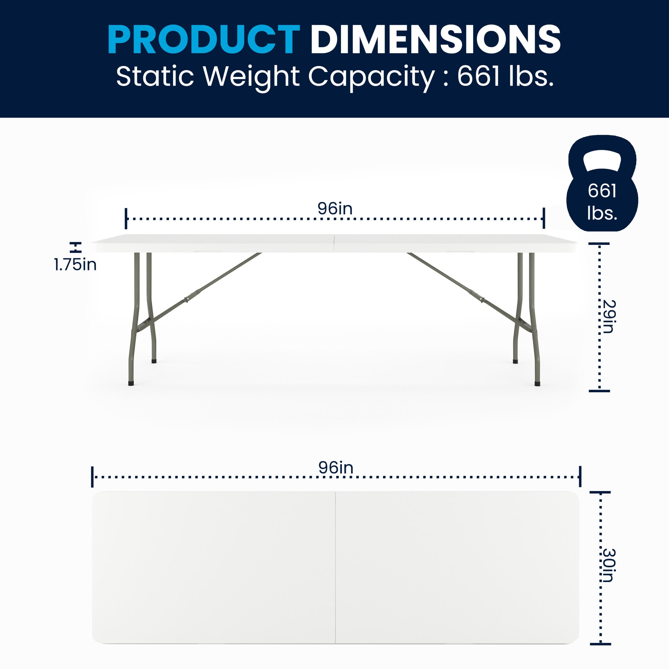 Flash Furniture 2.5-ft x 8-ft Fold-in-Half Indoor Rectangle Plastic White Folding banquet table 10 -Person Flash Furniture 2.5-ft x 8-ft Fold-in-Half Indoor Rectangle Plastic White Folding banquet table 10 -Person