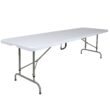Flash Furniture 2.42-ft x 8-ft Fold-in-Half Indoor Rectangle Plastic White Adjustable Height Folding banquet table 10 -Person