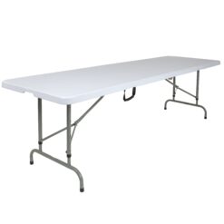 Flash Furniture 2.42-ft x 8-ft Fold-in-Half Indoor Rectangle Plastic White Adjustable Height Folding banquet table 10 -Person
